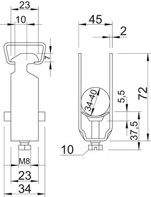OBO Bettermann Vertr BBS-Bügelschelle f.1 Kabel 2056 40 FT