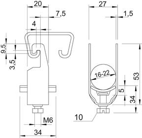OBO Bettermann Vertr BBS-Bügelschelle f.1 Kabel 2056U 22 FT