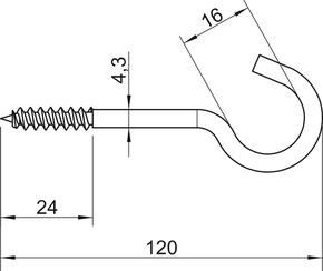 OBO Bettermann Vertr Deckenhaken 4.2x120mm 915 4.3x120 G