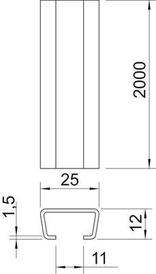 OBO Bettermann Vertr Profilschiene V2A CL2512UP2000A2