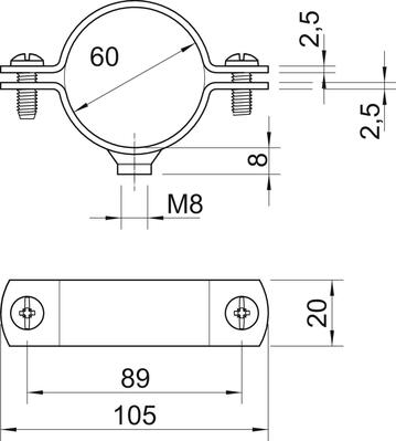 OBO Bettermann Vertr Abstandschelle m.Gewindeanschluss 2900WM8 60 FT