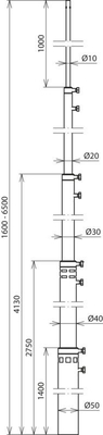 DEHN Fangstange L1,6m - 6,5m FS T D50 5500 6500AL
