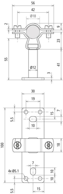 DEHN HVI-L+ Ex W55 holder LH ZS 18 EX W55BPV2A