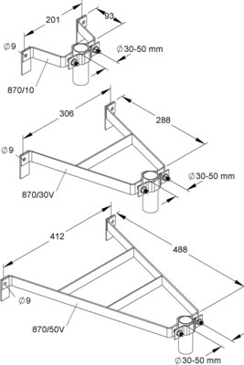 HKL Mast-Haltebügel für Rohr 30-50mm 870/10