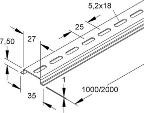 HKL Tragschiene gelocht 536LO/2