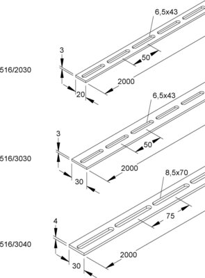 HKL Schlitzbandeisen in Stäben zu 2m 516/2030