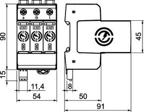 OBO Bettermann Vertr PV CombiController dreipolig PV-T1+2+FS-1100
