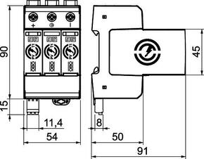 OBO Bettermann Vertr PV CombiController dreipolig PV-T1+2+FS-1500