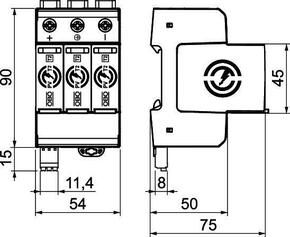 OBO Bettermann Vertr PV SurgeController dreipolig PV-T2+FS-1100