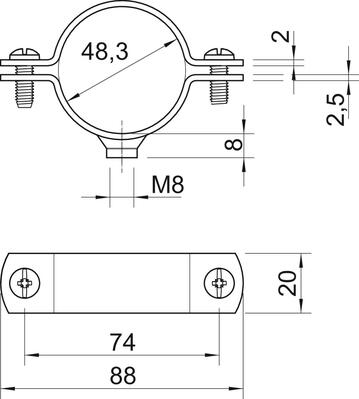OBO Bettermann Vertr Abstandschelle m.Gewindeanschluss 2900WM8 48.5 FT