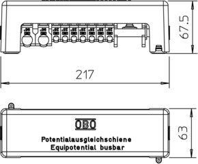 OBO Bettermann Vertr Potentialausgleichsschiene 217mm Ms 1801 VDE