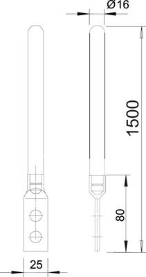 OBO Bettermann Vertr Fangstange 204DIN 101 F1500