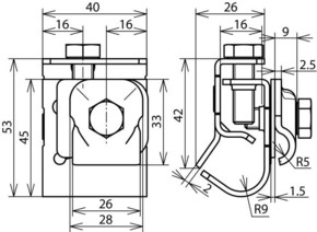 DEHN Zweimet.-Dachrinnenklemme Cu-St/tZn f.Rd6-10 ZMDRKKB610 #339167