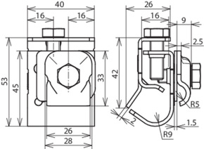 DEHN Zweimet.-Dachrinnenklemme Cu-St/tZn f.Rd6-10 ZMDRKKB610 #339167