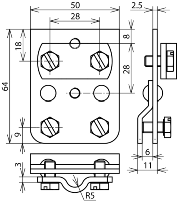 DEHN Falzklemme Cu f.Rd 7-10mm FK ZS 7.10 KF0.7 8CU