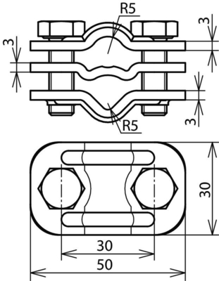 DEHN UNI-Trennklemme St/tZn m.Platte f.2x Rd7-10 UTK710710SZPSTTZN