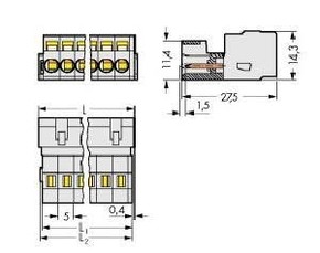 WAGO GmbH & Co. KG Stiftleiste, 2-polig 0,08-2,5mmq grau 721-602