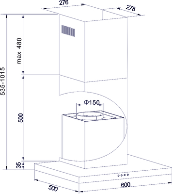 Amica Kaminhaube T-Line, 60 cm,eds KH 17801-1 E