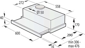 Gorenje Flachschirmhaube 60cm,Drucktasten TH62E4X