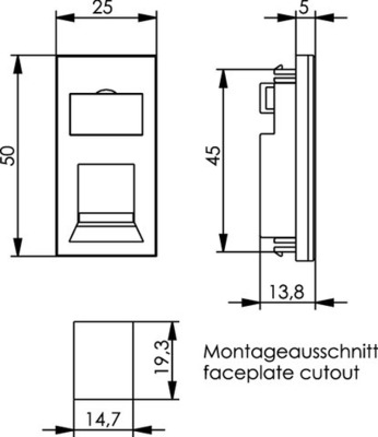 Telegärtner Modulaufnahme 25x50,1-fach 100021411