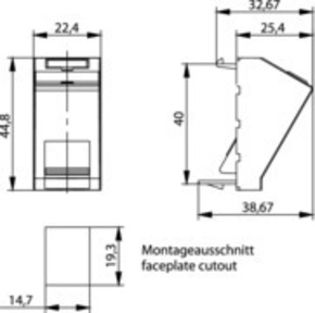 Telegärtner Modulaufnahme 22,5x45 abgewinkelt 100021430