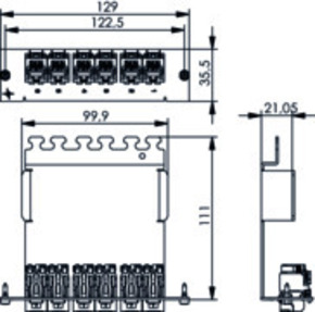 Telegärtner 3 HU/7 PU Frontplatte incl.6 AMJ-SL Module 100006986