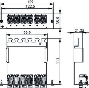 Telegärtner 3 HU/7 PU Frontplatte incl.6 AMJ-SL Module 100006986