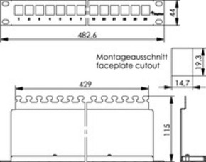 Telegärtner 19Z Modulträger 1HE RAL 7035 incl. KAF 100007021