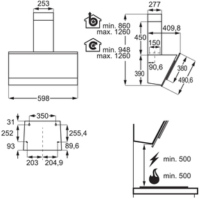 Electrolux AEG MDA Wand-Haube 3Stufen,60cm,sw/eds DVE5671HG
