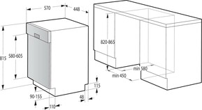 Gorenje EB-Geschirrspüler 45cm,9 MG, 9l, 47 dB GI520E15X