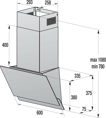 Gorenje Kaminhaube kopffrei 60cm,sw W6TB