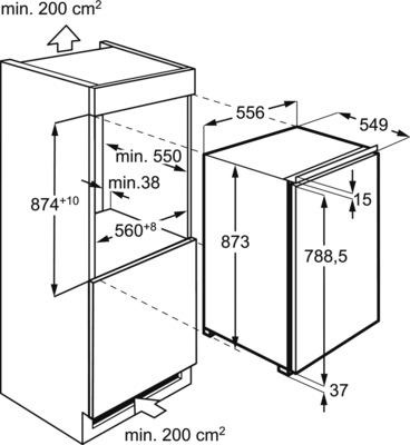Electrolux AEG MDA EB-Kühlgerät Festtür OSK5O88EF