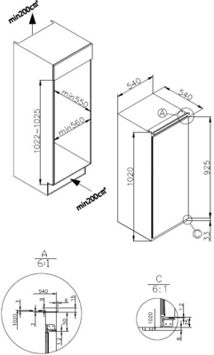 Amica EB-Kühlgerät m.GF Schlepptür EKSS 361 215