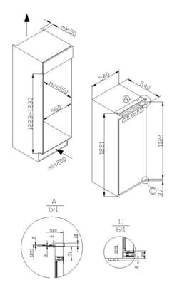 Amica EB-Kühlgerät m.GF Festtür EKSX 362 231