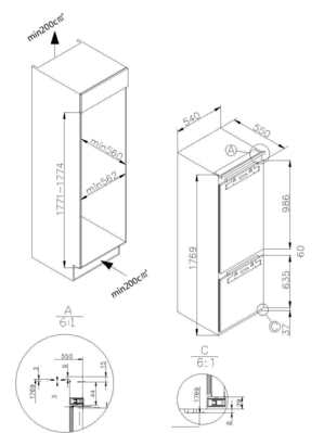 Amica EB-Kühl/Gefrierkombi Festtür EKGCX 387 902
