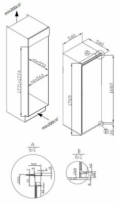 Amica EB-Kühlgerät m.GF Schlepptür EKSS 367 210
