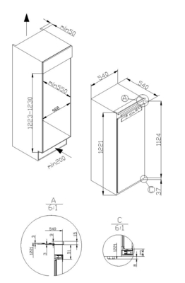 Amica EB-Kühlgerät Festtür EVKSX 352 231