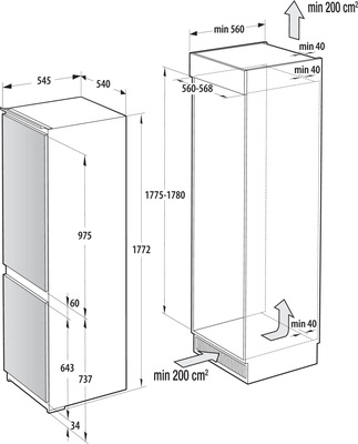 Gorenje EB-Kühl/Gefrierkombi Schlepptür NRKI517E41