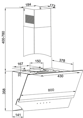 Amica Kaminhaube StripeX,80cm KHF 684 611 S