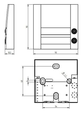 Grothe Klingeltaster 2-fach ch 90x90x18,5mm, sil/sw DOMOLUX DUO SIM/SW
