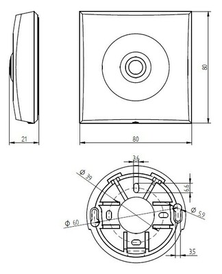 Grothe Etagenplatte 82x82mm, Edelstahl ETA S 200