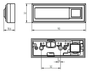 Grothe Klingeltaster AP 1-fach ch 32x90x18mm,ws,o.bel. ETA 2122