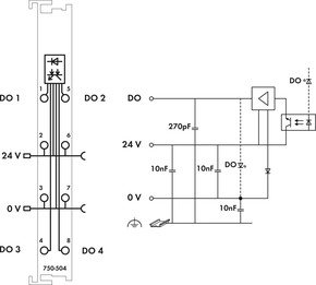 WAGO GmbH & Co. KG Digitale Ausgangsklemme 4DO 24VDC 0.5A 750-504