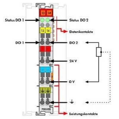 WAGO GmbH & Co. KG Digitale Ausgangsklemme 2DO 24VDC 2.0A 750-502
