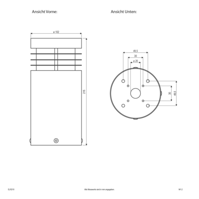 EVN Lichttechnik Pollerleuchte edelstahl 230V E27 15W ELR 210
