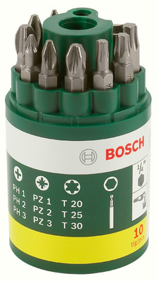 Bosch Power Tools Schrauberbit-Set 10tlg Runddose 2607019452