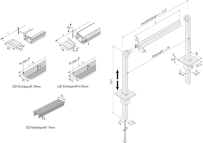 Hera LED-Vitrinenprofil 5erSet schwarz 61500032763