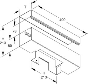 Niedax Gerätekanal-T-Stück GKTU 213A78T100 S