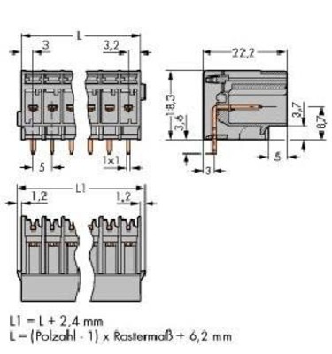 WAGO GmbH & Co. KG Stiftleiste 8pol. grau 769-668