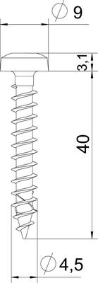 OBO Bettermann Vertr Spanplattenschraube Panhead, Antr. T-Dr. OTSP 4,5x40 A4